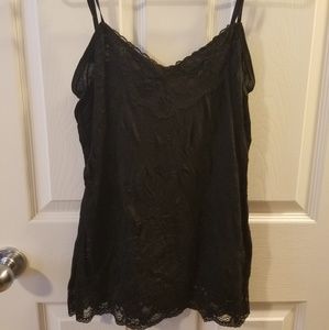Black lace top crinkle camisole